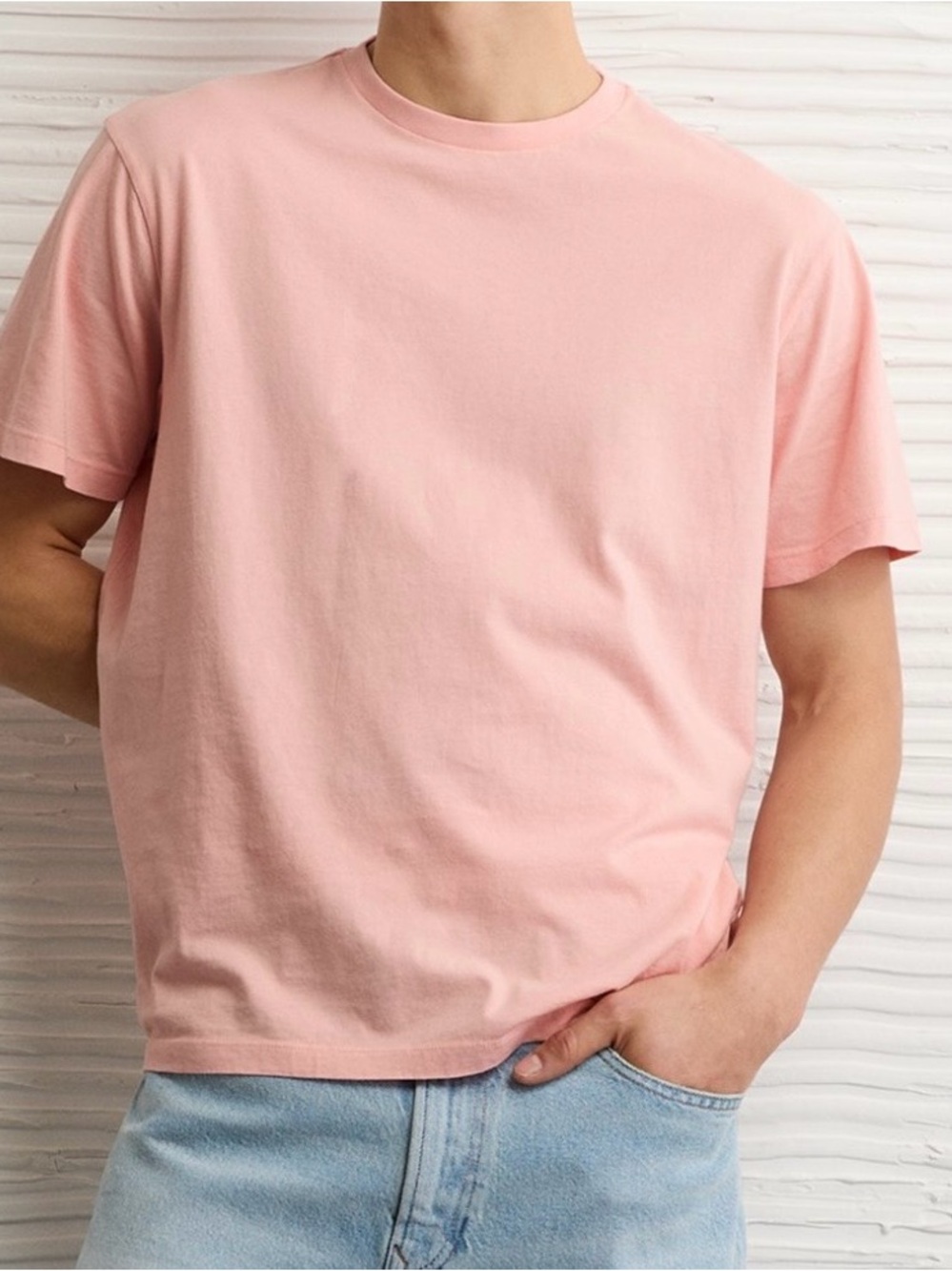 Men's Pink Crewneck Short Sleeve Tee